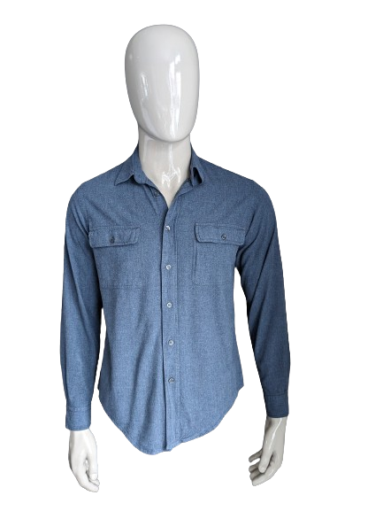 Chemise Pull Bear. Bleu fonc m lang . Taille M. EcoGents