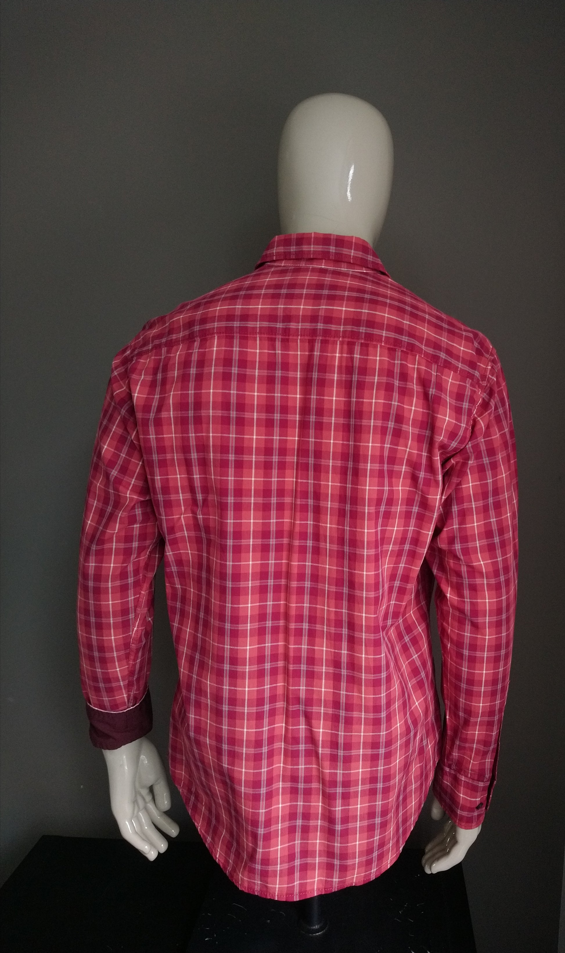 Tom Tailor shirt. checked. Red Orange / L. – M Size EcoGents