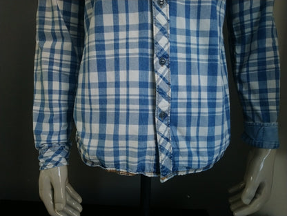 Mills Brothers Shirt. Blue white checkered. Size L.