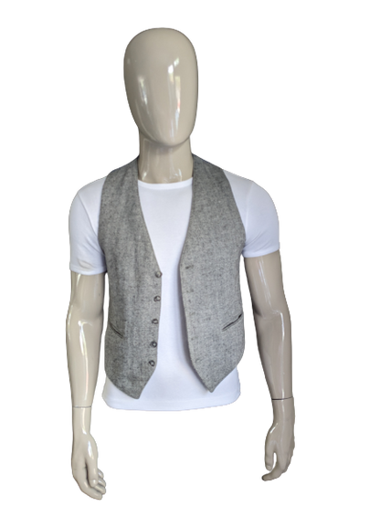 Woolen waistcoat. Gray herringbone motif. Size S. #316