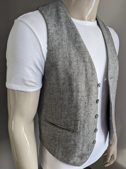 Woolen waistcoat. Gray herringbone motif. Size S. #316