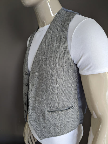 Woolen waistcoat. Gray herringbone motif. Size S. #316