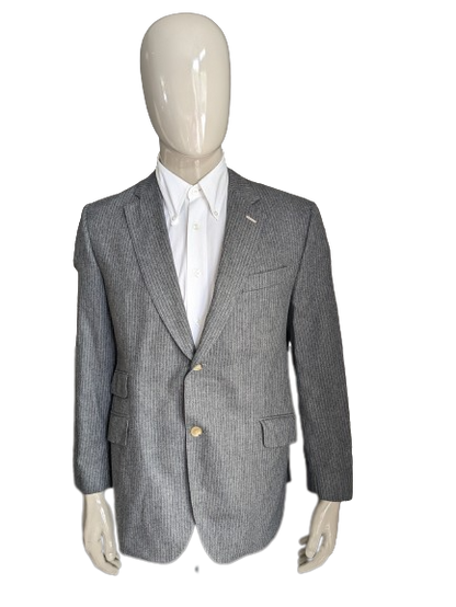 Veste en laine / casmere. Motif à rayures gris. Taille 26 (52 / L).