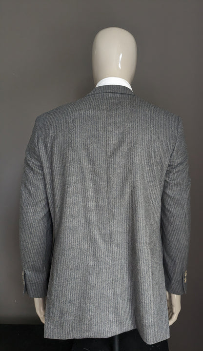 Veste en laine / casmere. Motif à rayures gris. Taille 26 (52 / L).