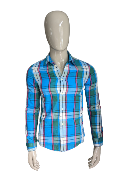 Cos camicia. A scacchi rosa verde blu. Taglia S.