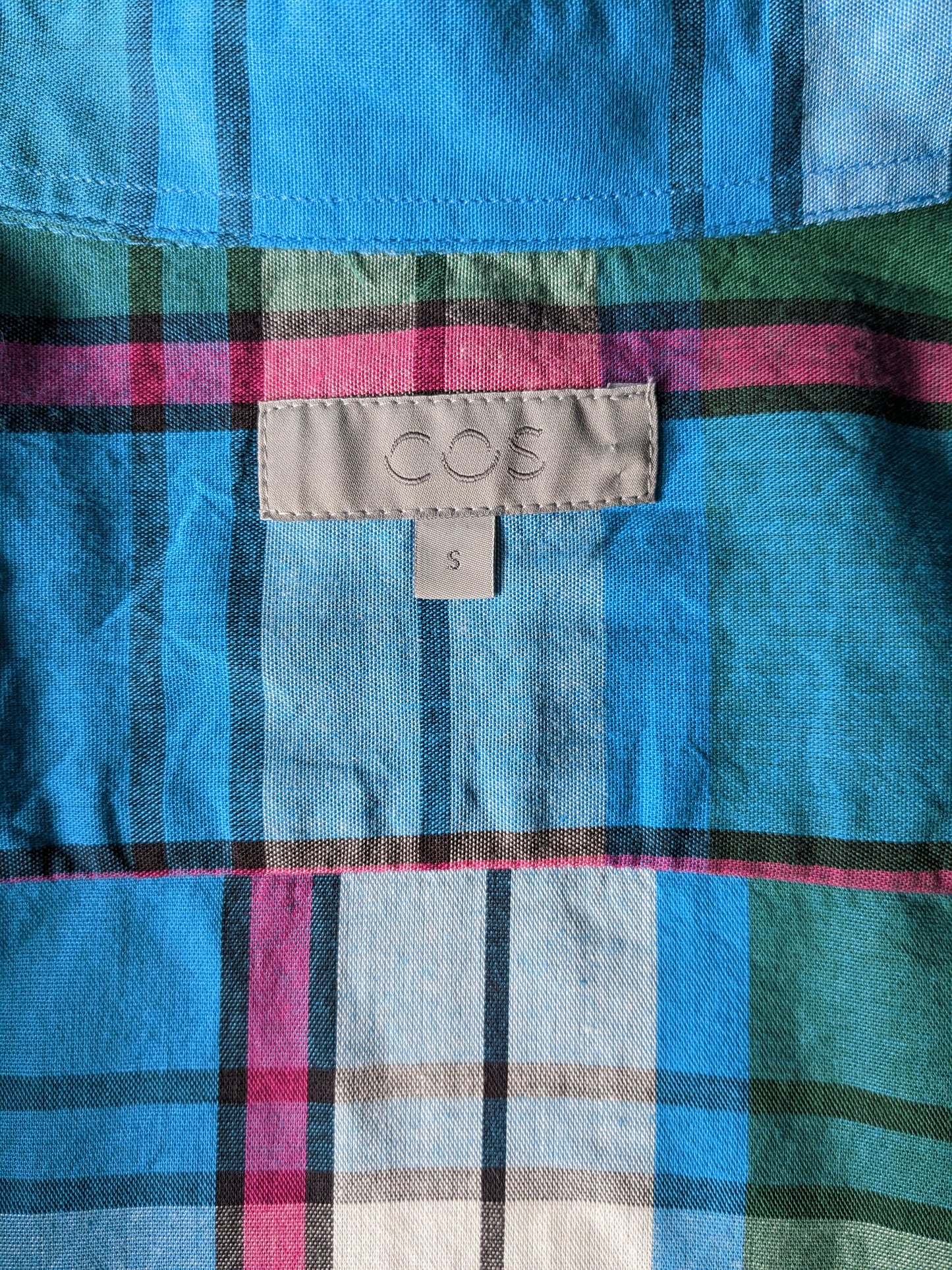 Cos shirt. Blue green pink checkered. Size S.