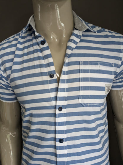 Jack & Jones Core Shirt Short Sleeve. Blanc bleu rayé. Taille S.