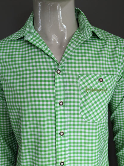 Trustgaudi von Gino Ginero Shirt. Grün weiß kariert. Größe S. Slim Fit.