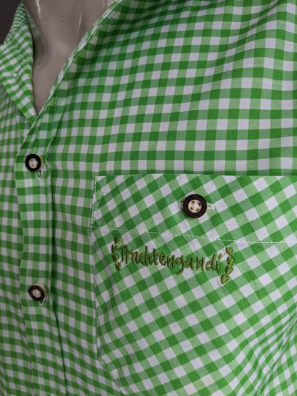 Trustgaudi von Gino Ginero Shirt. Grün weiß kariert. Größe S. Slim Fit.