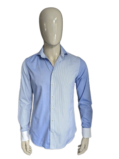 Profuomo Sky Blue shirt. Blue white colored / motif. Size 40 / m Slim Fit.