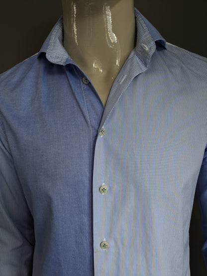 Profuomo Sky Blue shirt. Blue white colored / motif. Size 40 / m Slim Fit.