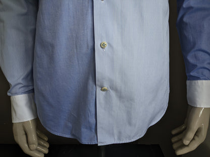 Profuomo Sky Blue shirt. Blue white colored / motif. Size 40 / m Slim Fit.