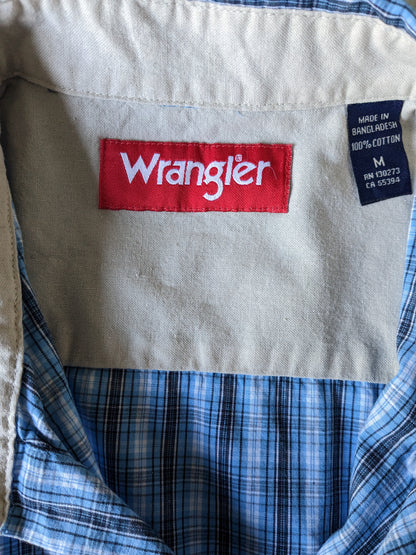 Wrangler -Hemd Kurzarm. Blau weiß karierte. Größe M / L.