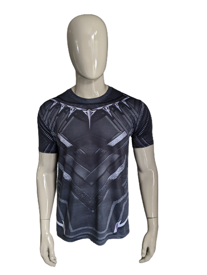 Camisa de estampado de Gymgala. Impresión gris negro. Tamaño xl. Estirar