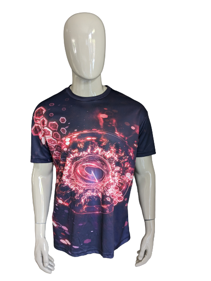 The Eye pint shirt. Paars Roze gekleurd. Maat XL. stretch.