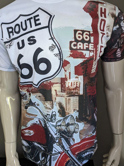 Chemise Route 66. Blanc rouge noir couleur. Taille M.