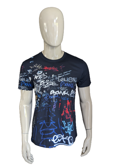 Graffiti shirt. Black with print. Size M. Stretch.