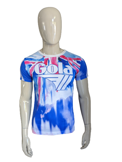 Gola Classics shirt. Blauw Wit Roze print. Maat M.