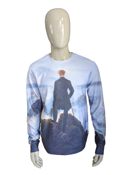 Mr Gugu e Miss Go Sweater. Lila Black "Wanderer Sopra il mare di Fog" Immagine. Taglia L.