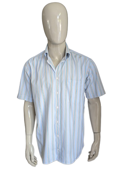 Adam Friday Shirt Short Sleeve. Brun bleu rayé. Taille xl.