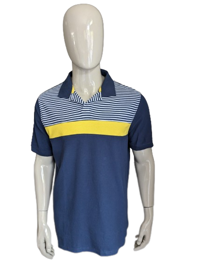 Polo diretto. Colore bianco giallo blu. Dimensione 2xl / xxl.