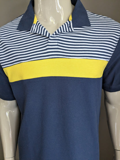 Polo diretto. Colore bianco giallo blu. Dimensione 2xl / xxl.