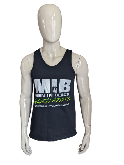 MIB / hommes vintage d'origine en singlet Black / Universal Studios. Noir avec imprimé. Taille M.