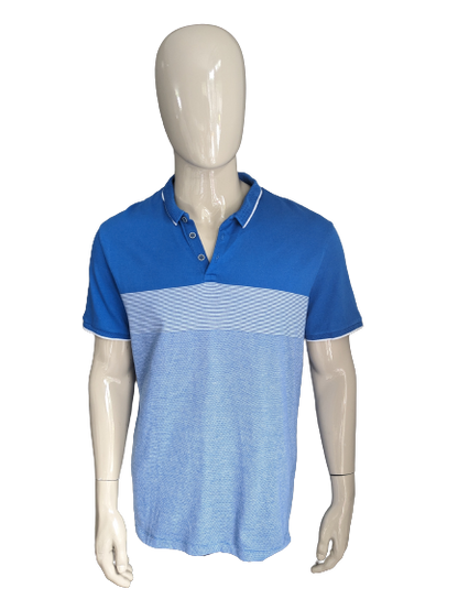 F&F polo. Blauw Wit gekleurd. Maat XL.