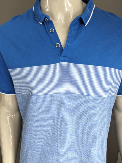 F&F polo. Blauw Wit gekleurd. Maat XL.