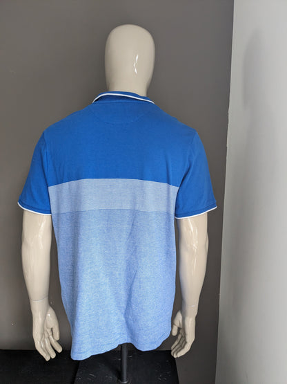 F&F polo. Blauw Wit gekleurd. Maat XL.