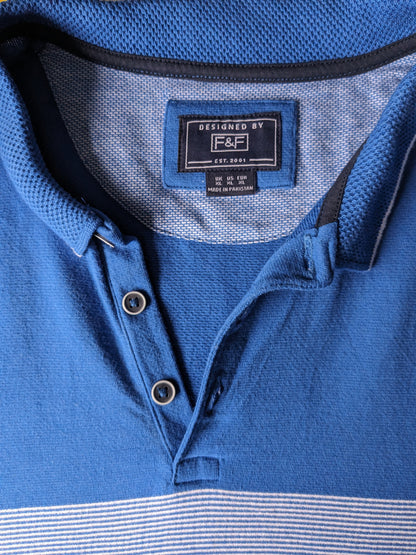 F&F polo. Blauw Wit gekleurd. Maat XL.