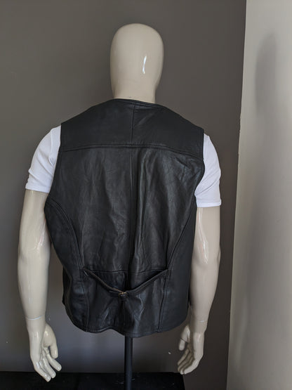 Leather waistcoat. Double -sided leather. Black colored. Size XL. #312