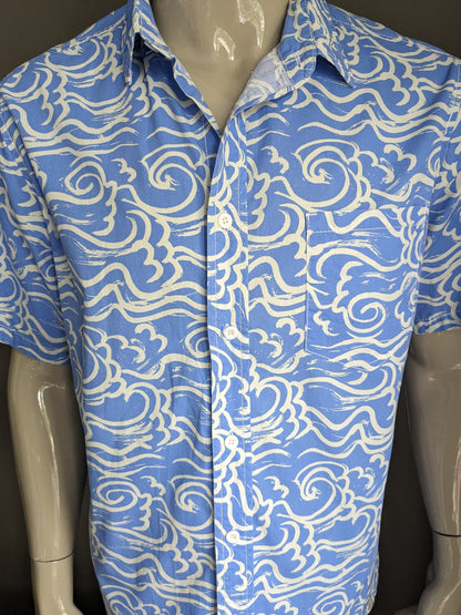 Chemise Blue Anchor Shirt Sleeve. Impression blanche bleue. Taille xl.