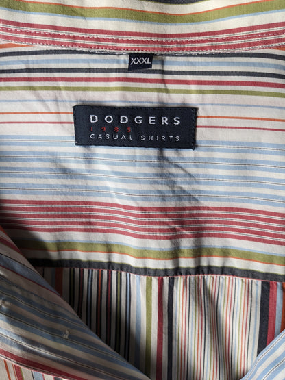 Dodgers overhemd korte mouw. Gekleurd gestreept motief. Maat 3XL / XXXL.