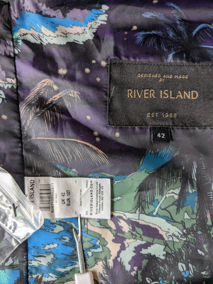 River Island Wistcoat. Marrón azul gris revisado. Tamaño 52 / L.