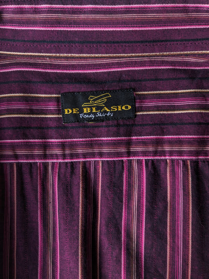 Camicia vintage de blasio. Strisce rosa marrone viola. Taglia M.