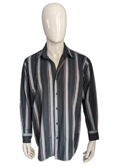 NPO vintage senza problemi camicia. Strisce grigio blu rosso nero. Dimensione 2xl / xxl.