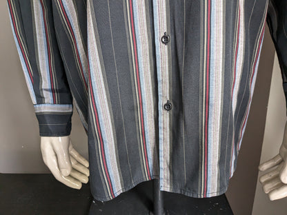 NPO vintage senza problemi camicia. Strisce grigio blu rosso nero. Dimensione 2xl / xxl.