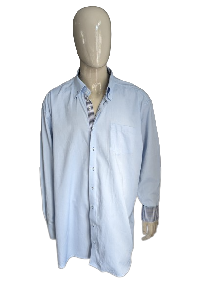 Claude Vigo shirt with elbow patches. Light blue colored. Size 4XL / XXXXL.