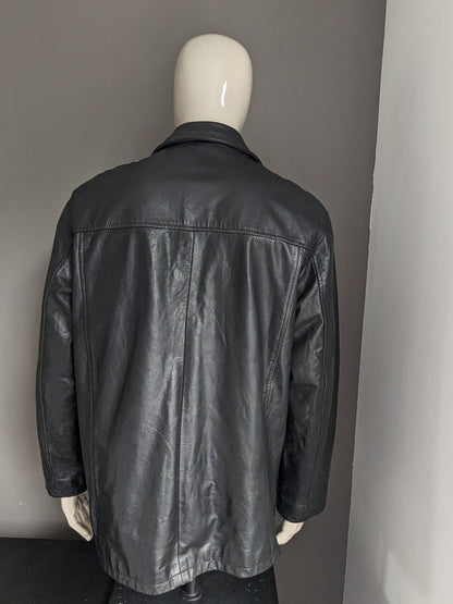 Leather jacket / jacket with buttons. Black colored. Size XL.