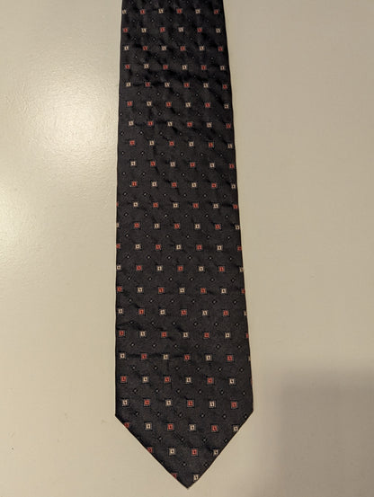 Vintage selection silk tie. Gray shiny motif.