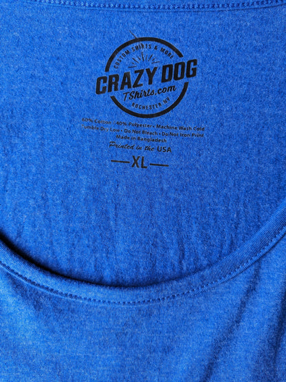 Crazy Dog Singlet. Blue with Opduk. Size XL.