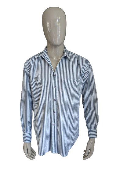 Camicia eton vintage. Strisce grigio verde. Taglia XL.