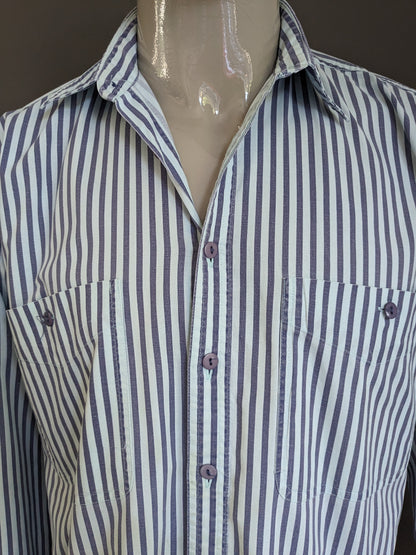 Camicia eton vintage. Strisce grigio verde. Taglia XL.