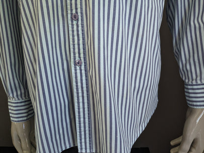 Camicia eton vintage. Strisce grigio verde. Taglia XL.