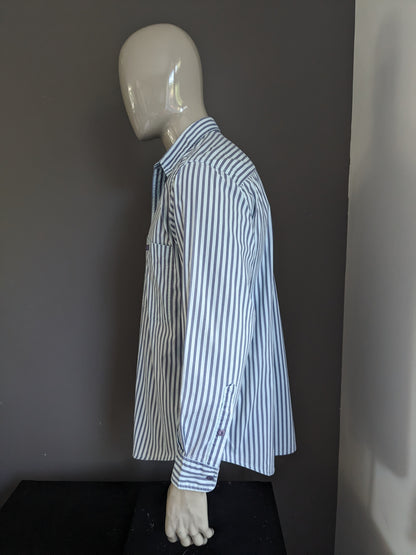 Camicia eton vintage. Strisce grigio verde. Taglia XL.