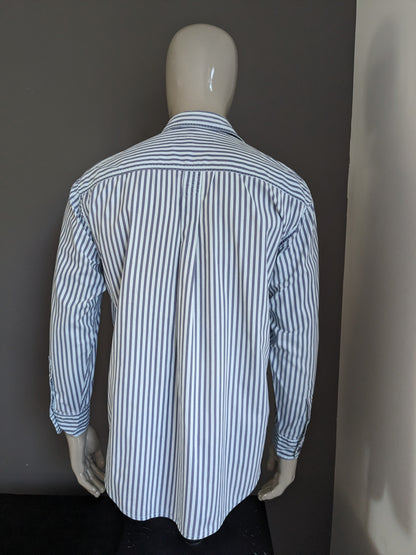 Camicia eton vintage. Strisce grigio verde. Taglia XL.