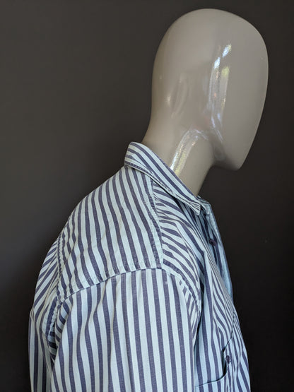 Camicia eton vintage. Strisce grigio verde. Taglia XL.