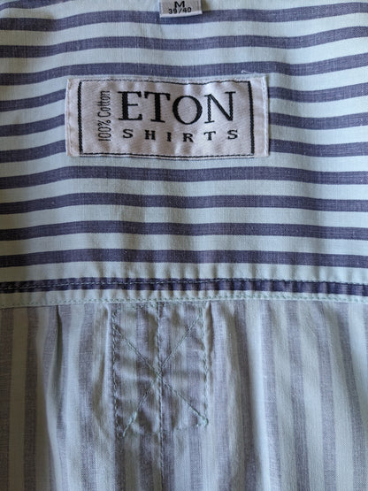 Vintage Eton overhemd. Groen Grijs gestreept. Maat XL.