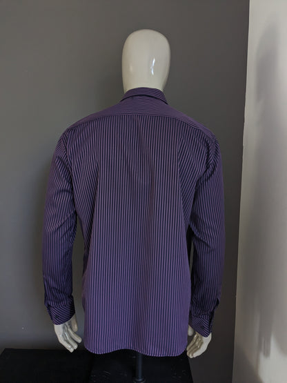 Brandless shirt. Purple white black striped. Size XL.